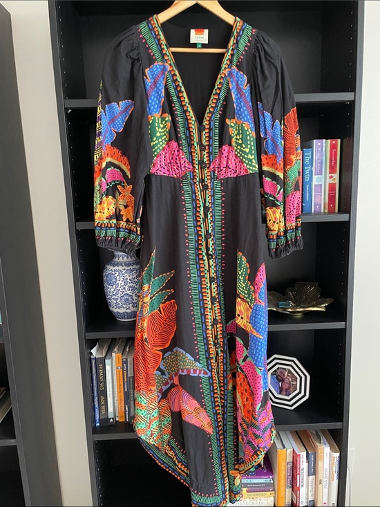FARM Rio Dresses & Skirts - Farm Rio Black Cool Leopards Printed Button Linen Blent Maxi Dress